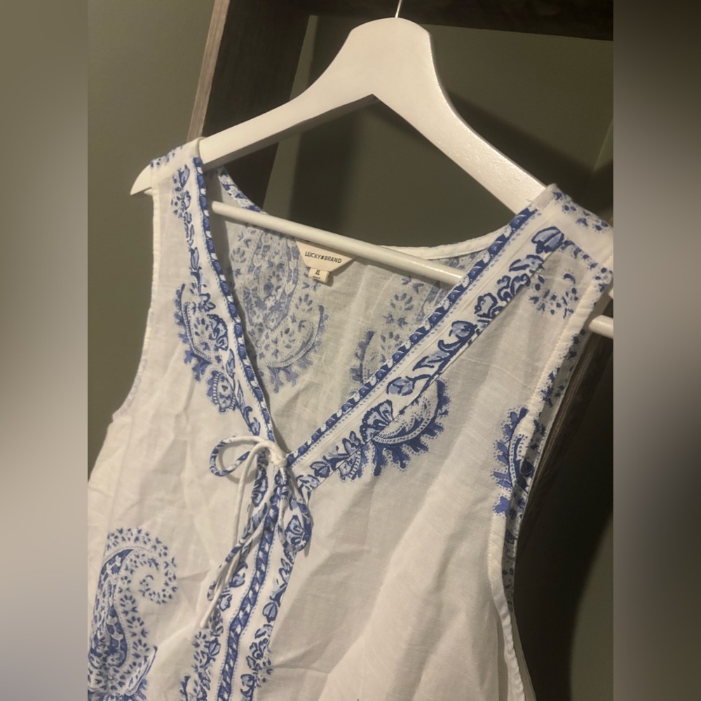 Lucky Brand Paisley Cotton Blouse - Picture 5 of 8